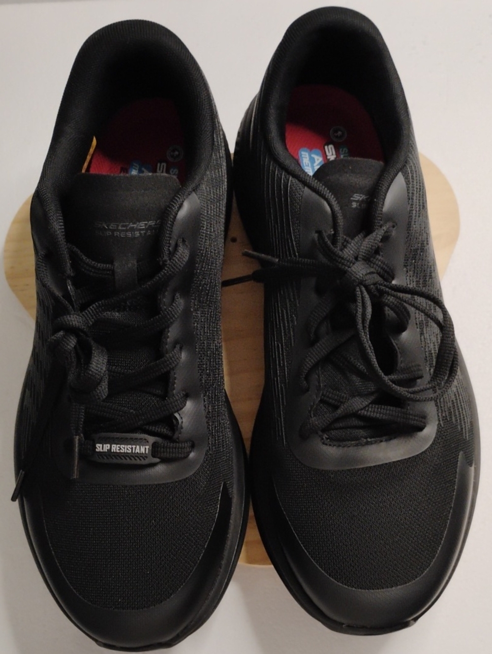 Skechers Men’s Black Lace-Up Slip Resistant Athletic Shoes